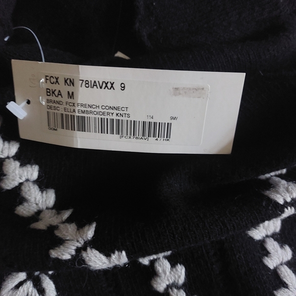 French Connection The Ella wool blend black and white knit sweater Medium M - Picture 4 of 9